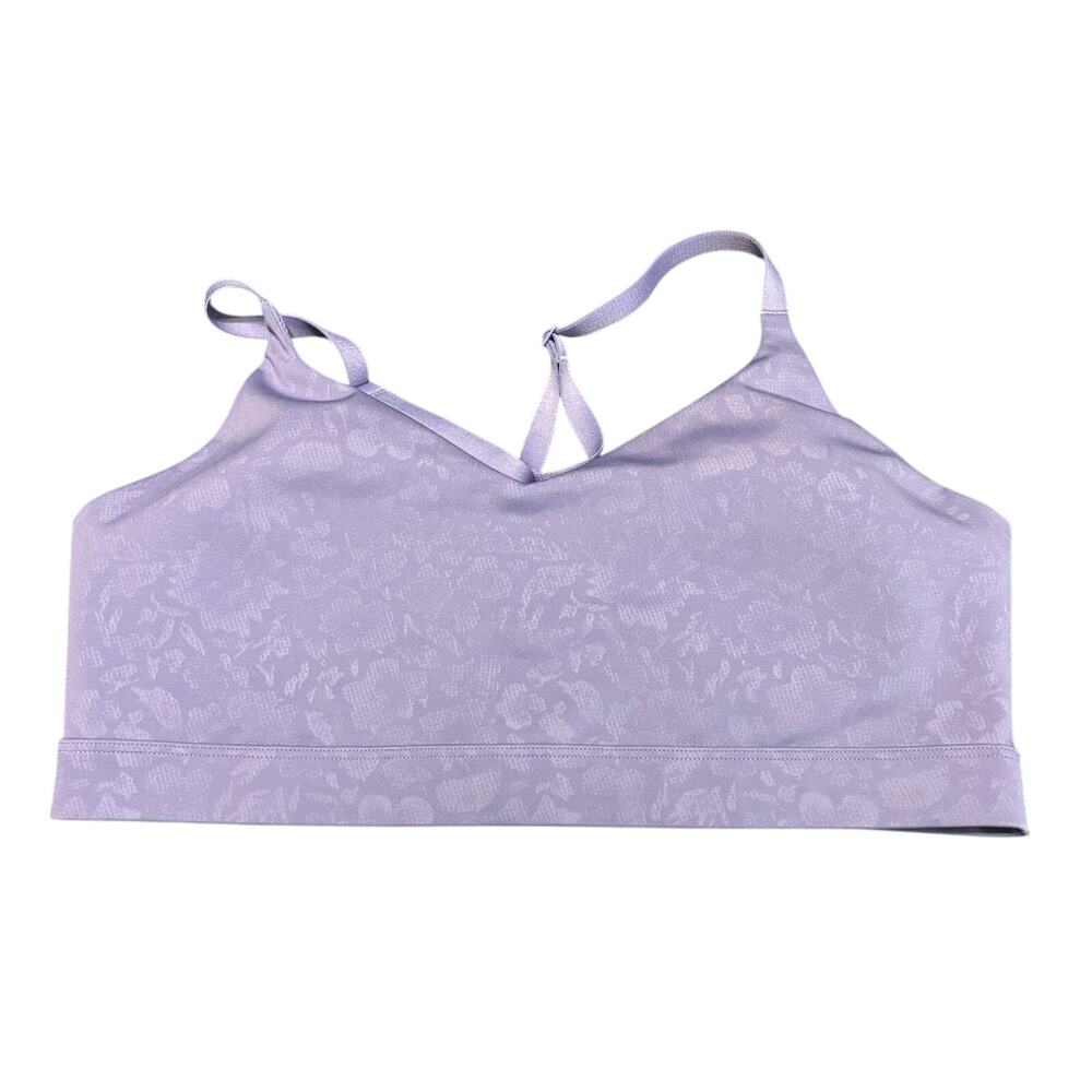 Nike Indy Dri-FIT Womens L Purple Floral Print Light Support Sports Bra